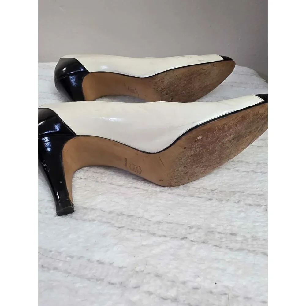 Vintage Salvatore Ferragamo Saks Fifth Avenue Two Tone Cap Toe Pumps